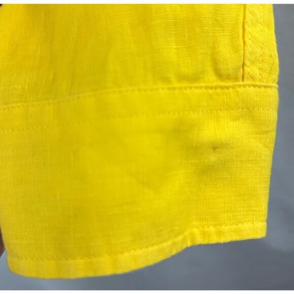 Lauren Ralph Lauren Linen Blouse Women's Size XL Bright Yellow Roll Tab‎ Sleeve - Picture 4 of 4
